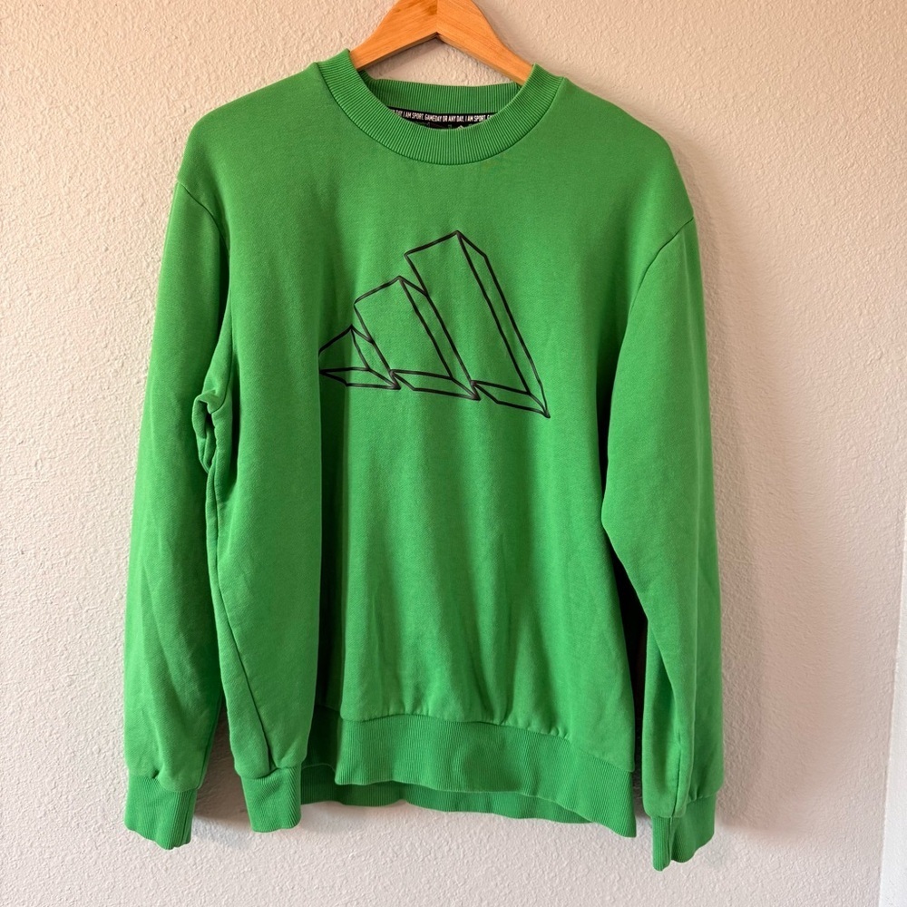 Adidas GFX Green Black Geometric Graphic Pullover Sweatshirt Men's Size X-Large
